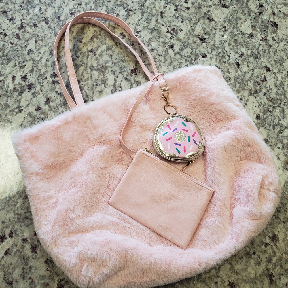 Blush Colored Faux Fur Tote Bag